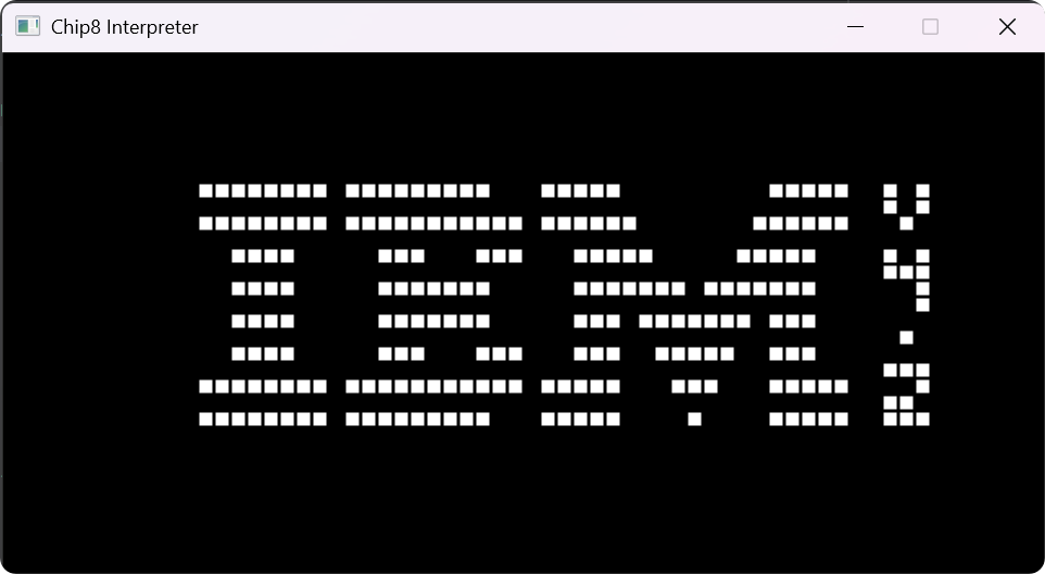The CHIP-8 interpreter displaying the IBM logo test ROM.