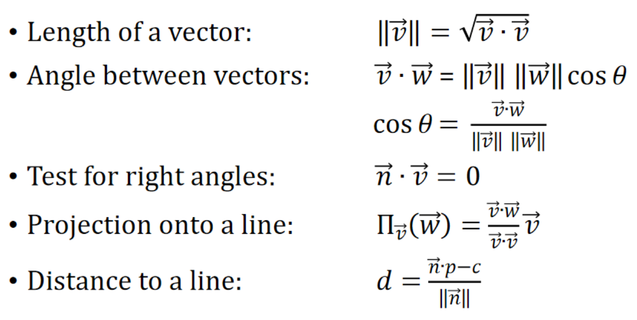 Dot product applications