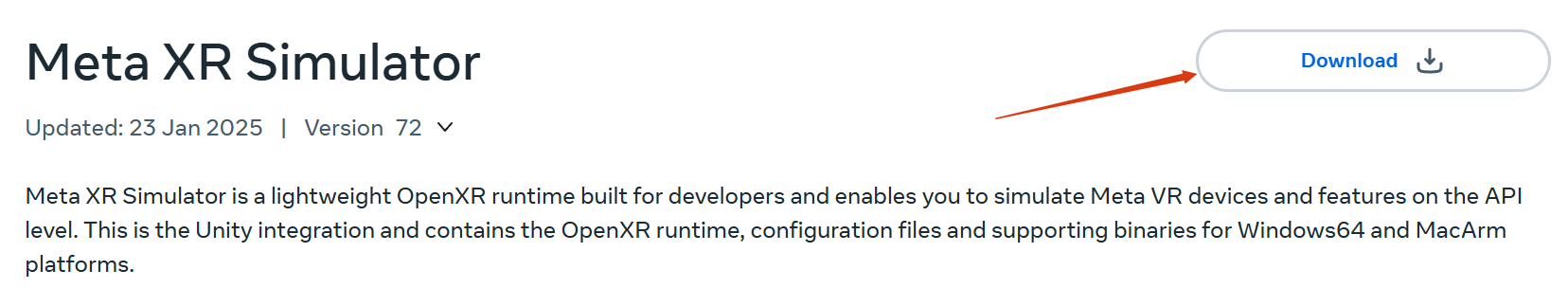 Download Meta XR Simulator